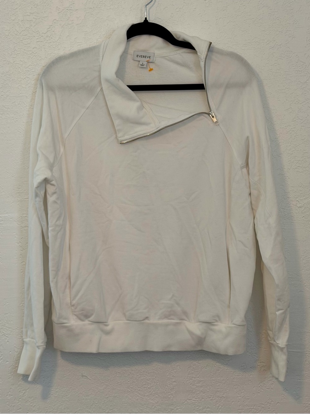 Evereve Off-White Asymmetrical Zip Cowl Turtleneck Sweater